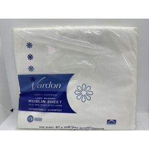 NIP Vintage Full/Double Flat Bed Sheet Vardon SUPER COMBED 100% COTTON PERCALE